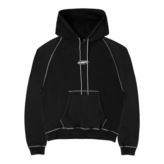 BLACK STITCH HOODIE